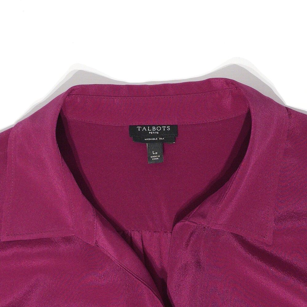 NWOT Talbots Pink Merlot Color Washable Silk Button Down Shirt Blouse Women PL - Picture 4 of 8
